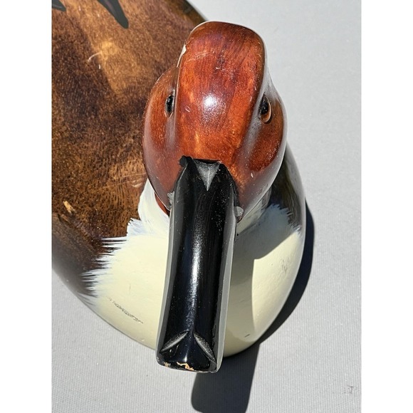 VTG Fetco Hand Carved Hand Painted Wooden Duck Decoy Glass Eyes 16" Bill To Tail - Picture 5 of 16